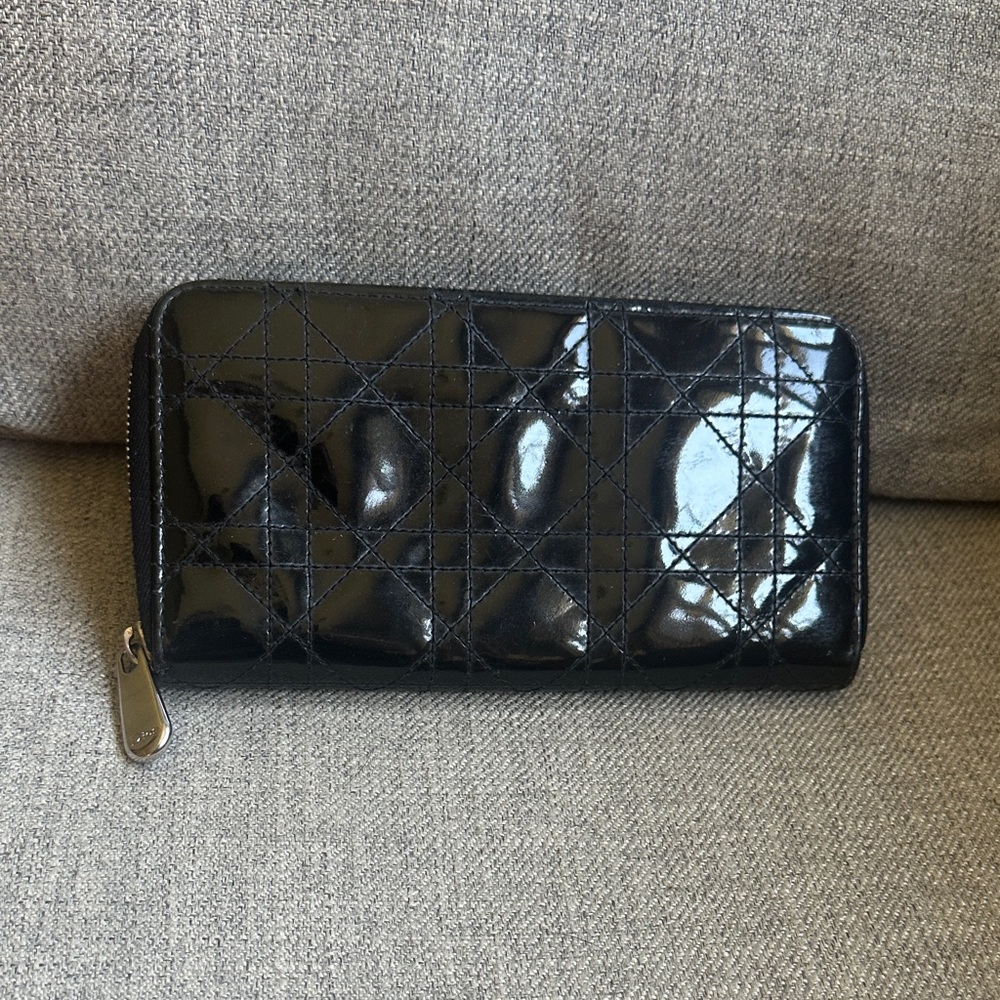 Dior Black Quilted Leather Zip Wallet